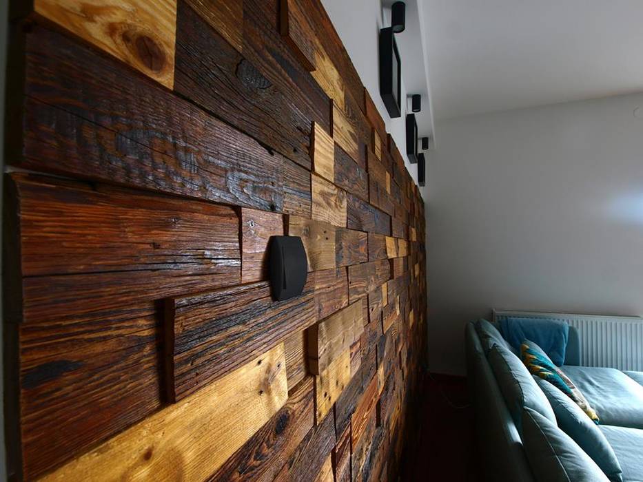 Panele ścienne klepka Mozaika drewniana Atelier Projekt UmM Rustykalne ściany i podłogi Drewno O efekcie drewna Dekoracje ścienne