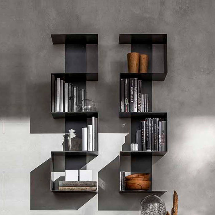 'Viper' Minimalist wall mounted bookshelf by Santa Lucia homify Nowoczesny salon Matal Regały