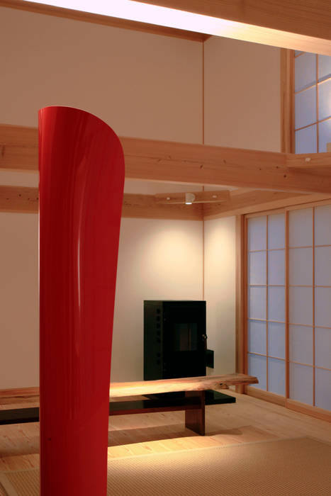 higashinagato house, 髙岡建築研究室 髙岡建築研究室 和風デザインの リビング