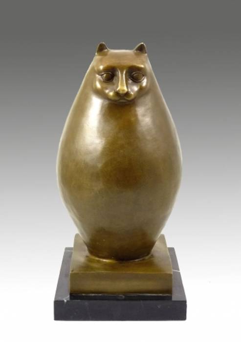 Modern Sculpture- Big chubby cat- signed, Botero Kunst & Ambiente - Bronzefiguren / Skulpturen Manufaktur Other spaces Copper/Bronze/Brass Sculptures
