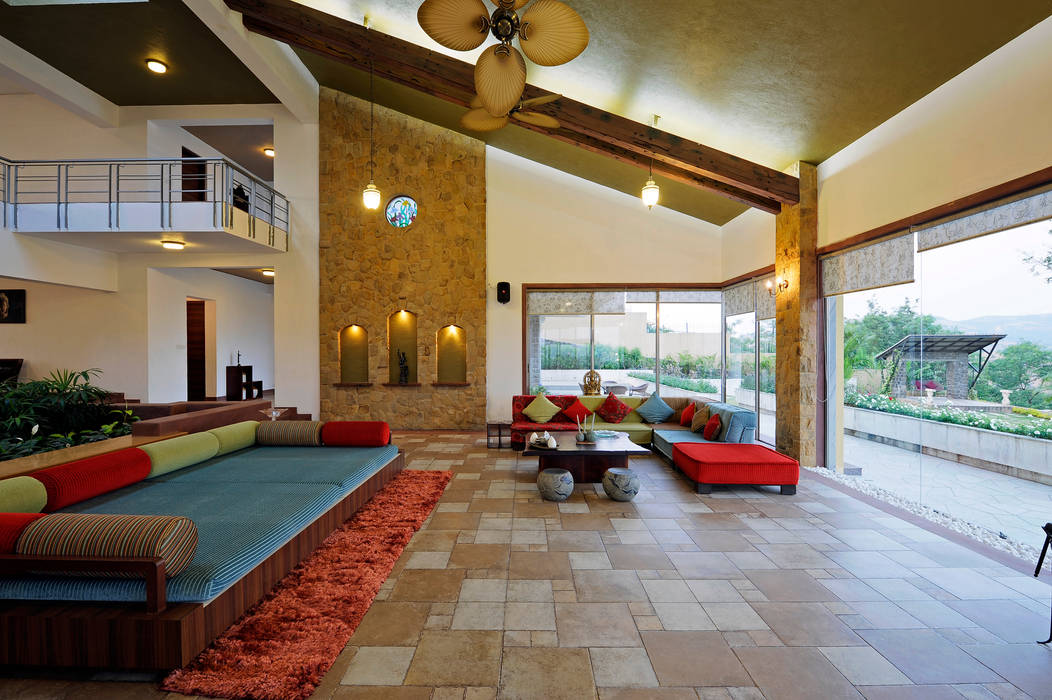 Lonavla Bungalow, JAYESH SHAH ARCHITECTS JAYESH SHAH ARCHITECTS Living room