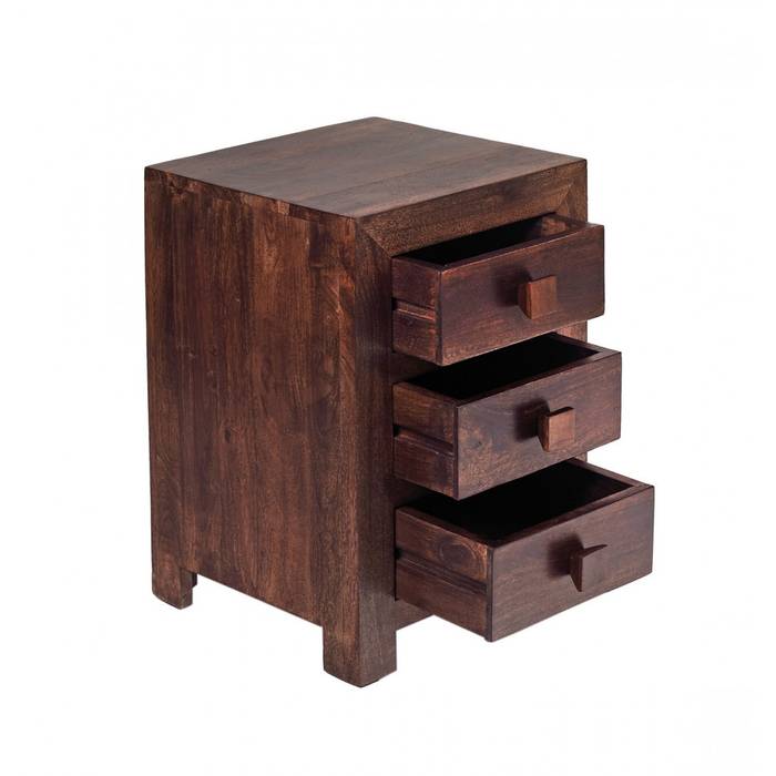 Bonsoni tamil nadu 3 drawer bedside made from 100 solid mango hardwood