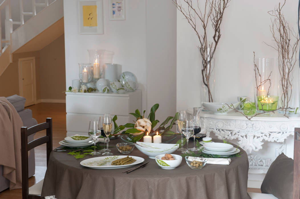 Table Set - Folliage Casa Alegre Salas de jantar modernas Porcelana Louça e copos