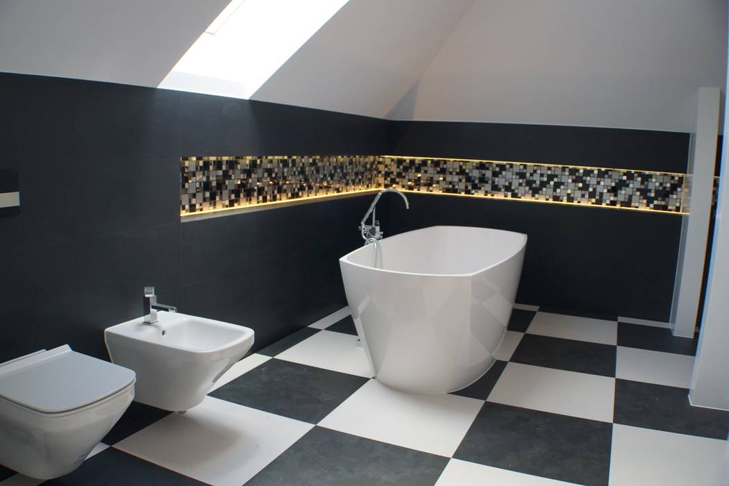 Czarno-biała łazienka, Julia Domagała wnętrza Julia Domagała wnętrza Modern bathroom