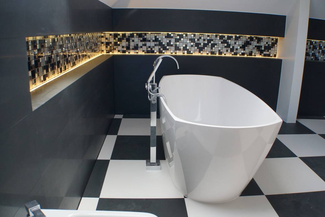 Czarno-biała łazienka, Julia Domagała wnętrza Julia Domagała wnętrza Salle de bain moderne