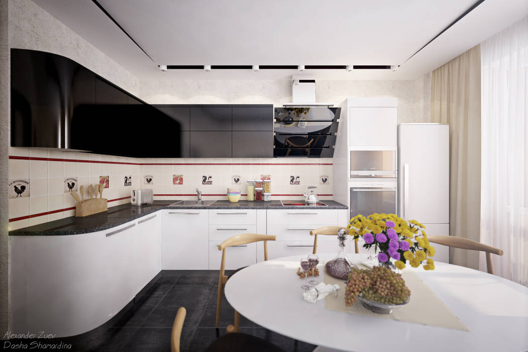 Два варианта кухонной мебели в современном стиле Студия интерьерного дизайна happy.design Кухня в стиле модерн
