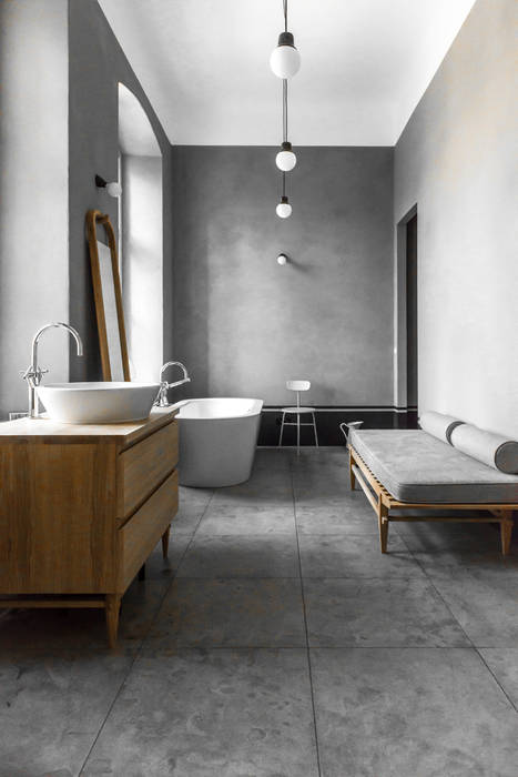 Master bathroom Loft Kolasinski Bagno in stile industriale Pietra