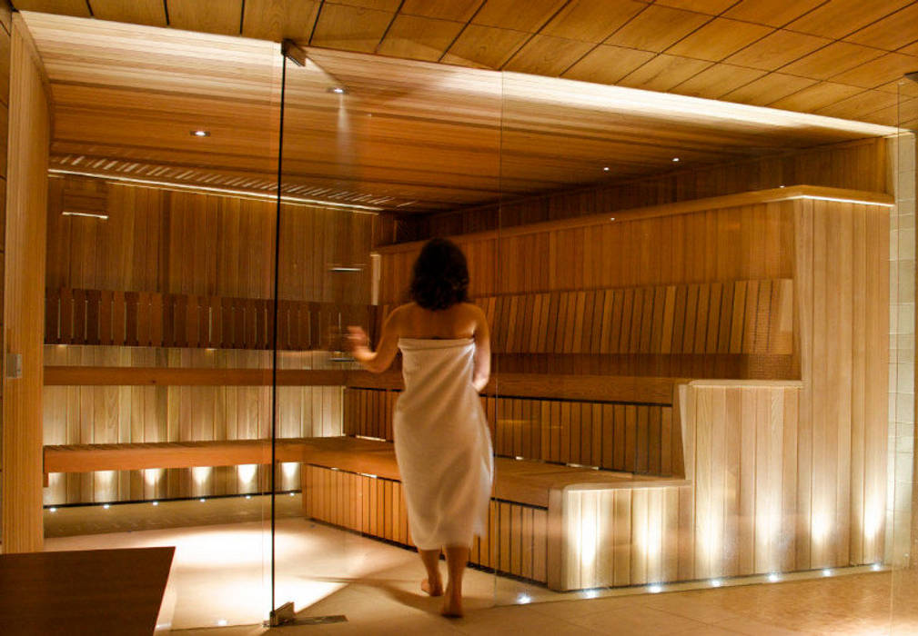 Frameless glass doors to sauna Ion Glass Salle de sport moderne Verre