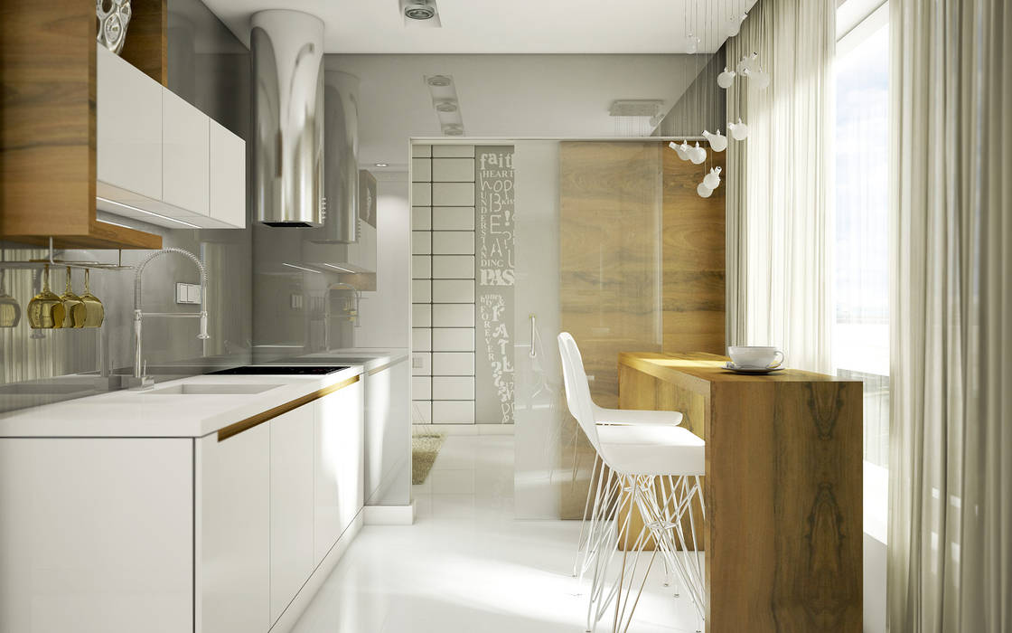 Mieszkanie L, NatusDESIGN Pracownia Architektury Wnętrz NatusDESIGN Pracownia Architektury Wnętrz Cocinas minimalistas Tablero DM