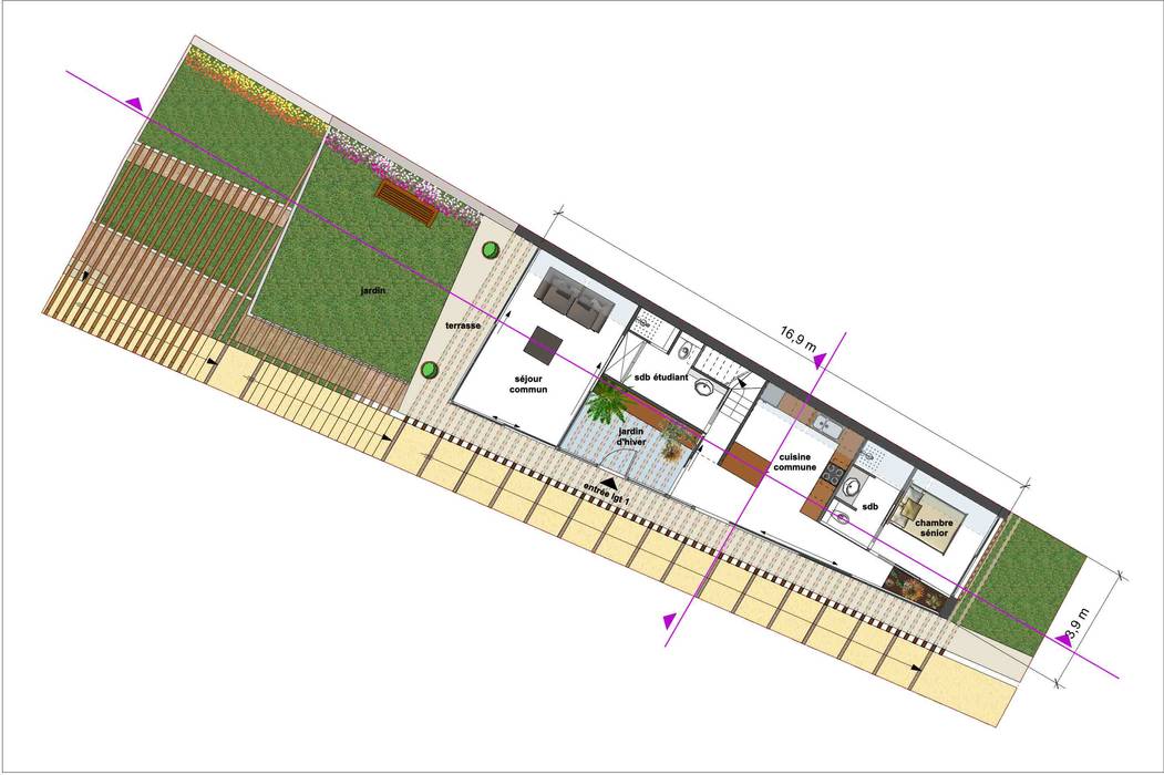 Concept d'habitat colocatif "un toit pour 2", Kauri Architecture Kauri Architecture