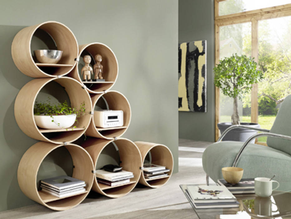 Flexi Tube Nature - Regalsystem, Kißkalt Designs Kißkalt Designs Eclectische woonkamers Hout Hout Wandplanken