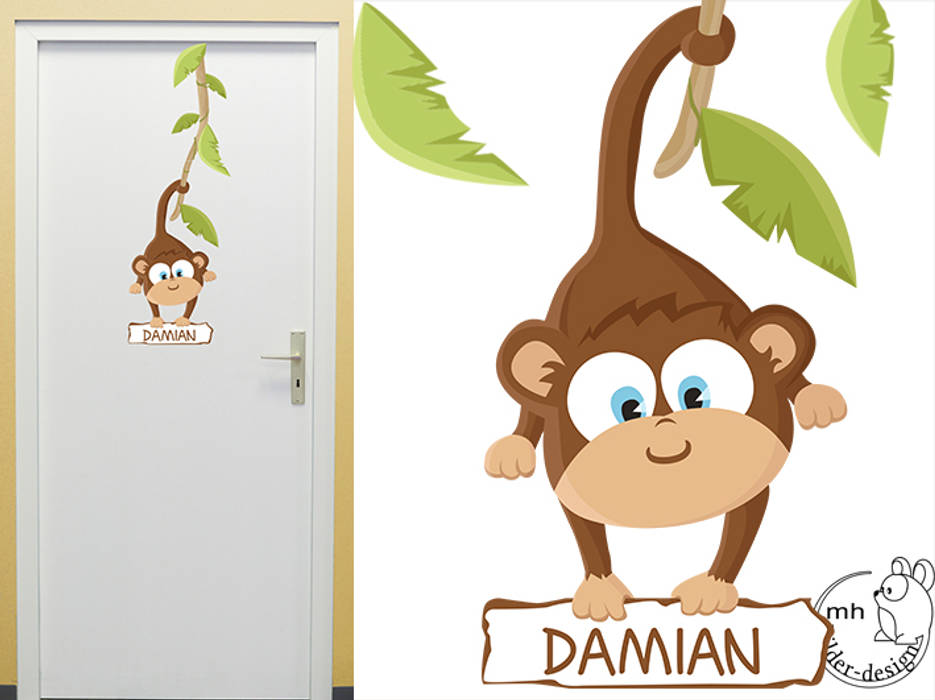 Türschild Baby Affe MHBilder-Design Ausgefallene Kinderzimmer Accessoires und Dekoration
