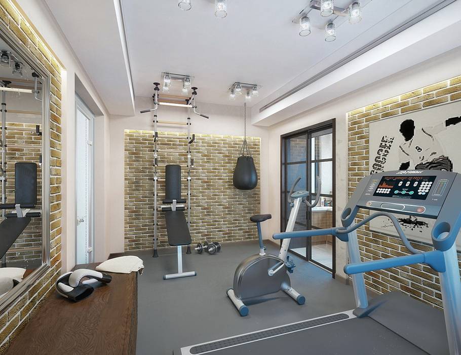 The apartment in Balashikha., Design studio of Stanislav Orekhov. ARCHITECTURE / INTERIOR DESIGN / VISUALIZATION. Design studio of Stanislav Orekhov. ARCHITECTURE / INTERIOR DESIGN / VISUALIZATION. Classic style gym