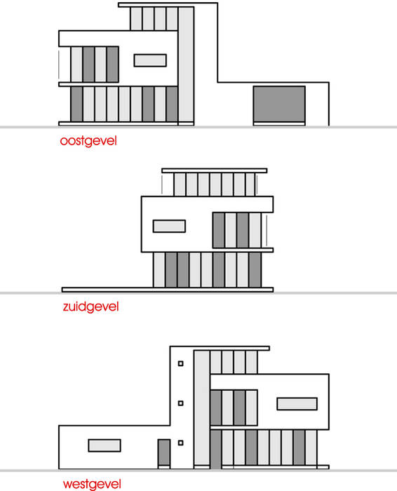 gevelaanzichten: Vrijstaand woonhuis voor Elisabeth & Hugo Archivice Architektenburo