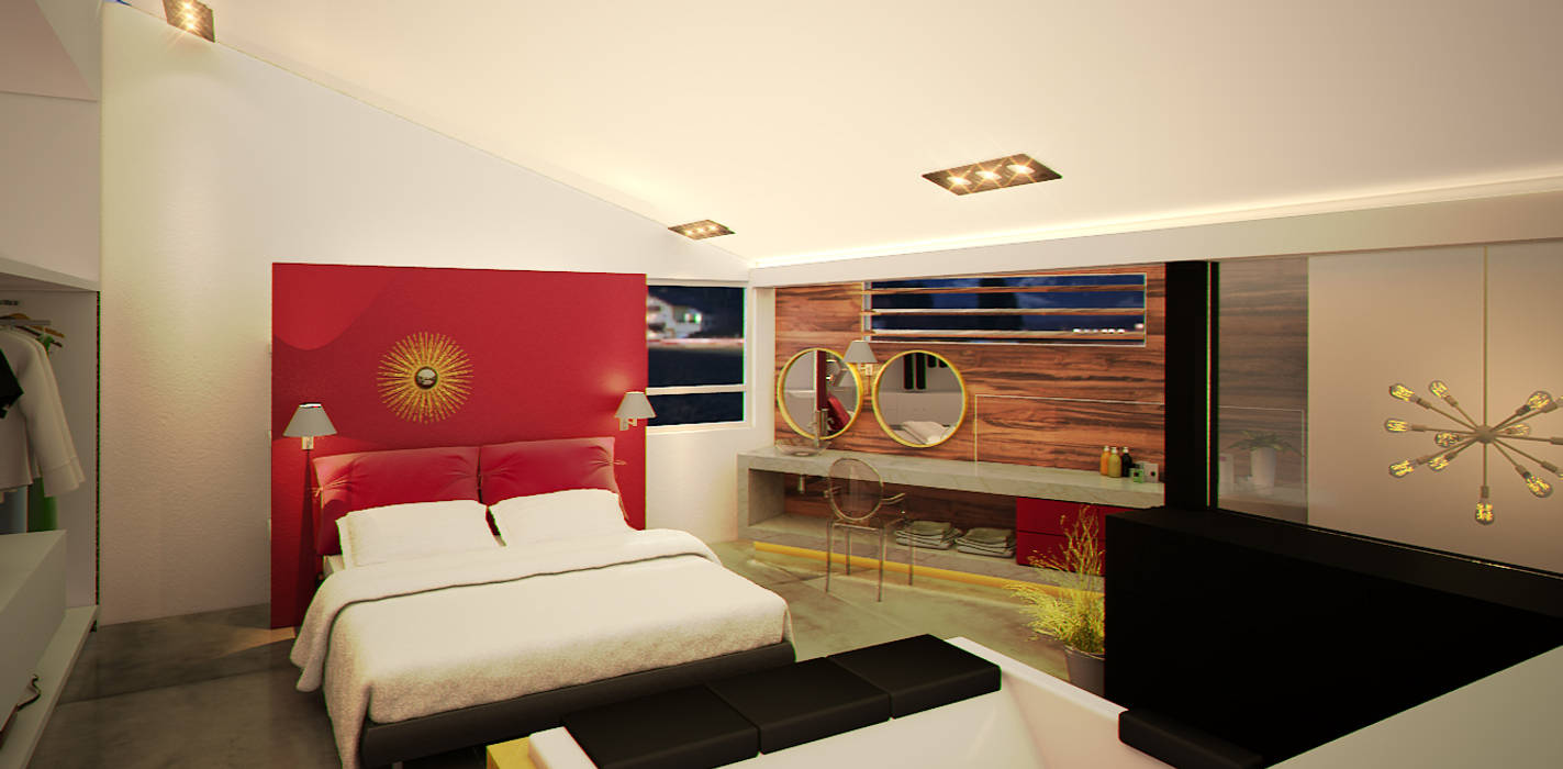 Casa Barajas, Rotoarquitectura Rotoarquitectura Modern style bedroom Beds & headboards