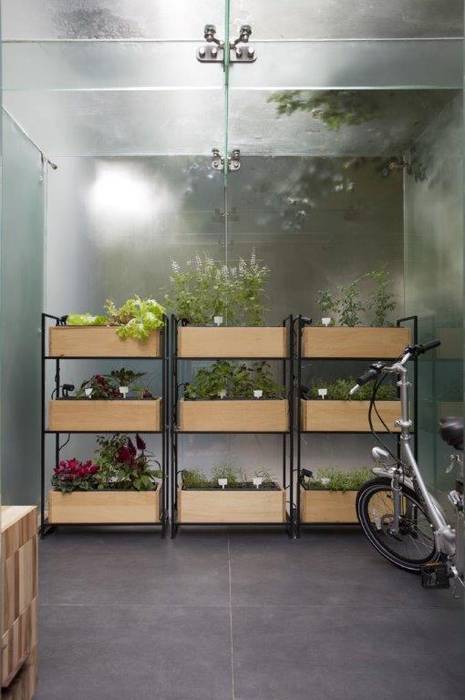 Horta orgânica vertical Patricia Martinez Arquitetura Casas escandinavas Bicicleta,Roda,Pneu,Roda de bicicleta,Plantar,Design de interiores,Prateleiras,Guiador de bicicleta,Prateleira,Planta de casa