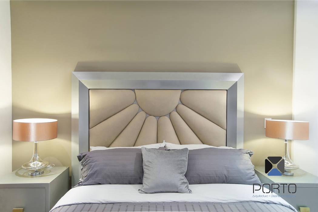 Proyecto "Penthouse Yucatan Country Club”, PORTO Arquitectura + Diseño de Interiores PORTO Arquitectura + Diseño de Interiores Eclectic style bedroom