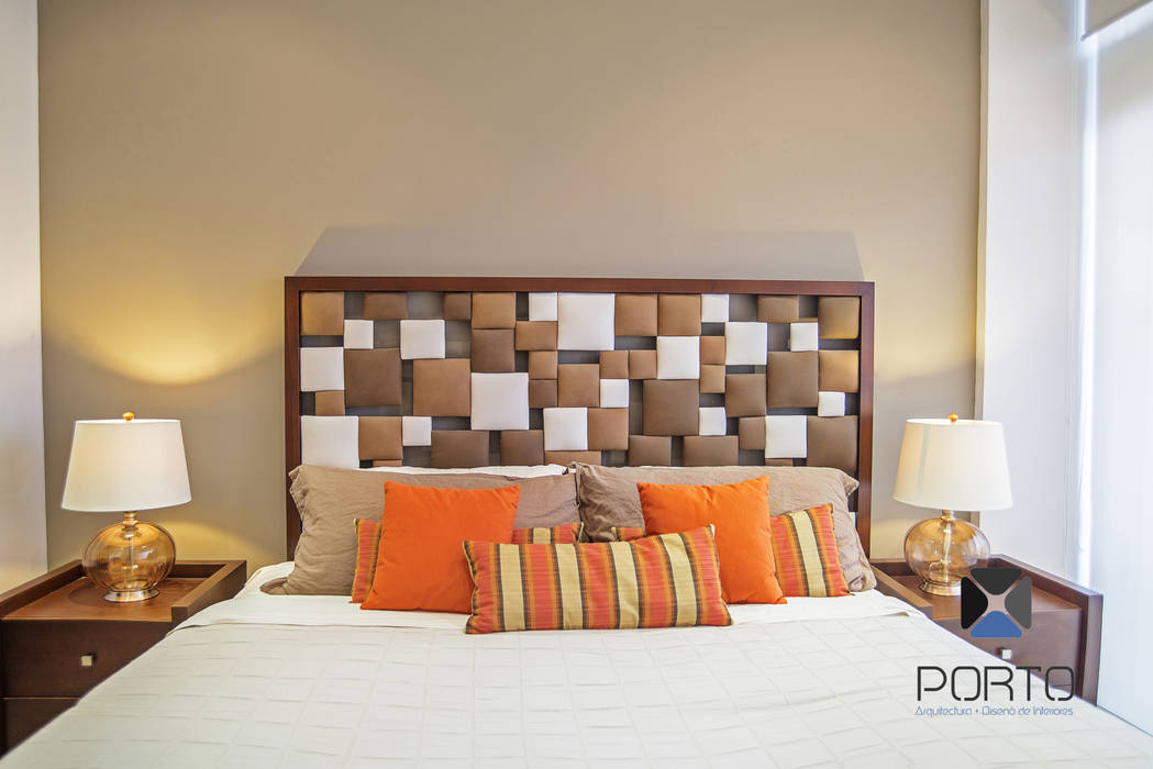 Proyecto "Penthouse Yucatan Country Club”, PORTO Arquitectura + Diseño de Interiores PORTO Arquitectura + Diseño de Interiores Eclectic style bedroom
