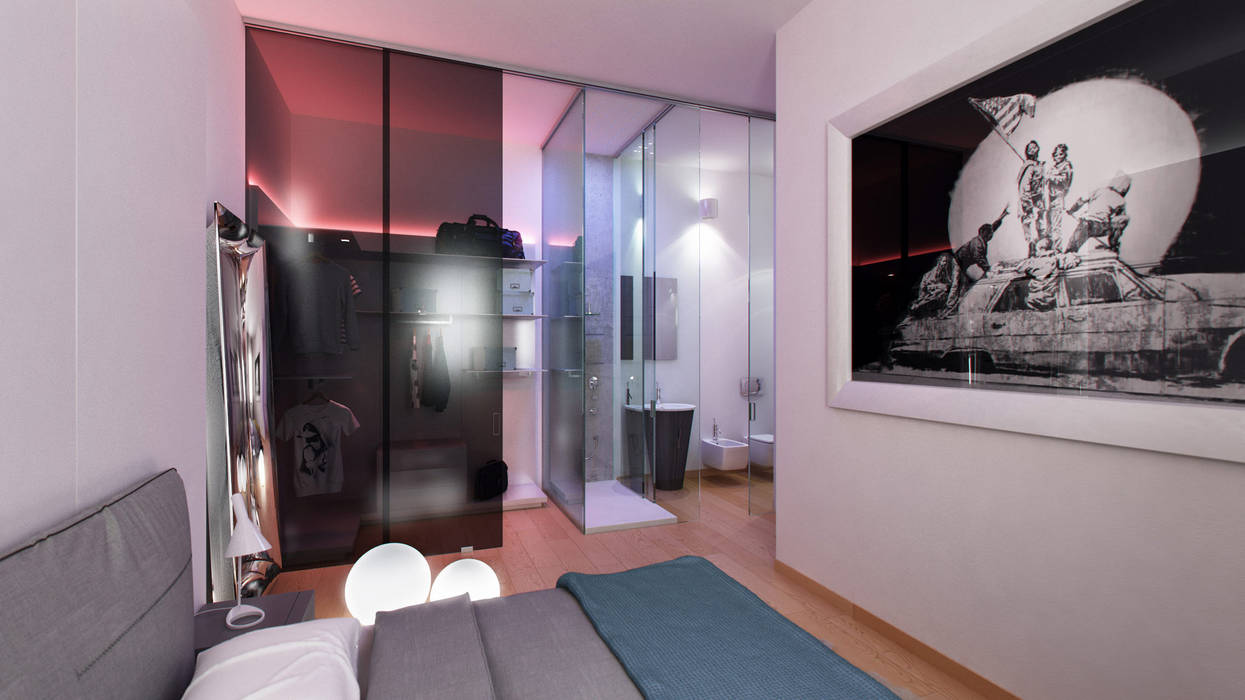 AUS 01 Apartment no.3 in Turin, 3Dedintorni 3Dedintorni Minimalistische Schlafzimmer Kleiderschränke und Kommoden