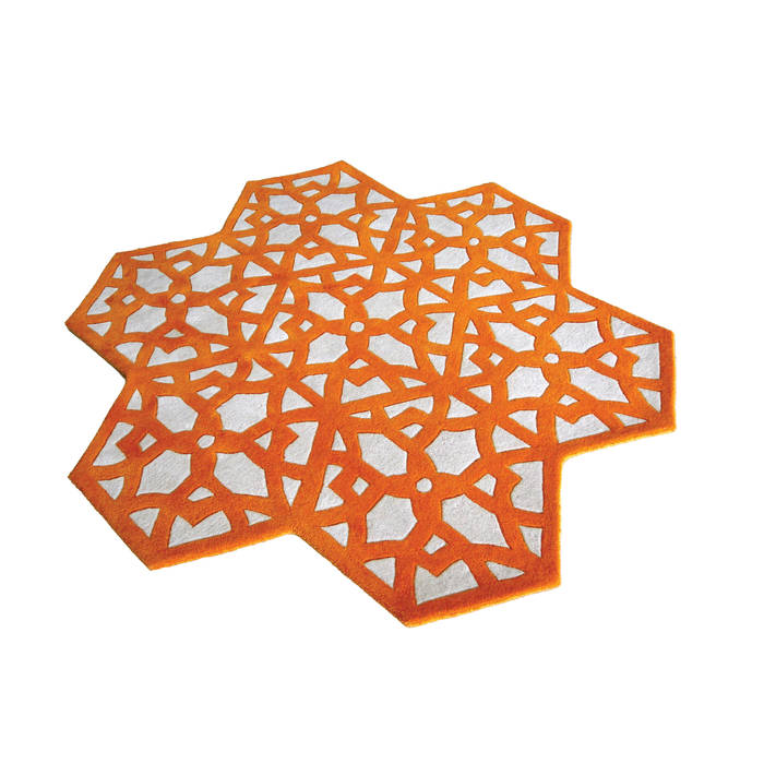 Hexa rug orange/cream Maria Starling Design Suelos Lana Naranja Alfombras