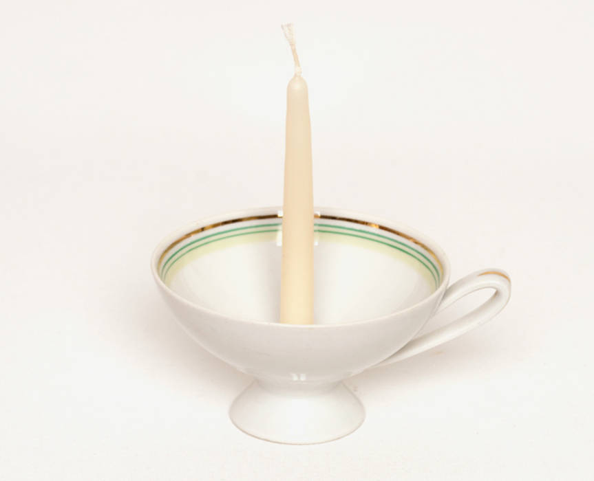 Lieselotte Kerzenhalter aus Vintage-Sammeltasse Lieselotte Klassische Küchen Porzellan Grün Beleuchtung