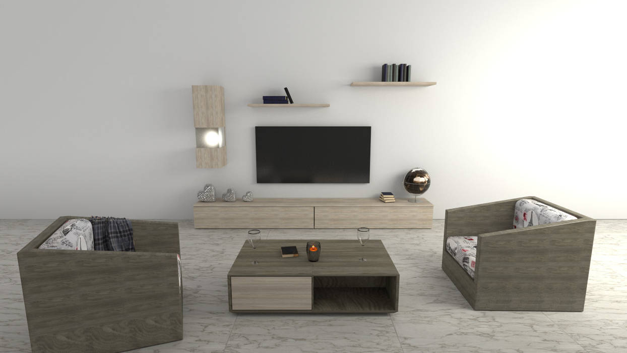 Sala Zono Zono Interieur Salones minimalistas Muebles de televisión y dispositivos electrónicos
