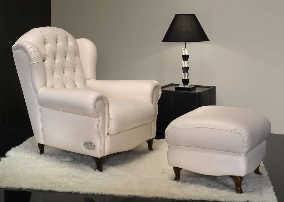 Fotele, Italian Style Italian Style غرفة المعيشة جلد Grey أريكة ومقاعد إسترخاء