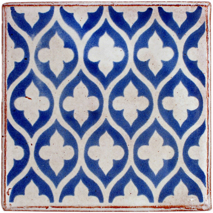 Reticulated Tracery Pattern in Cobalt Blue Deiniol Williams Ceramics Dinding & Lantai Gaya Country Keramik Tiles