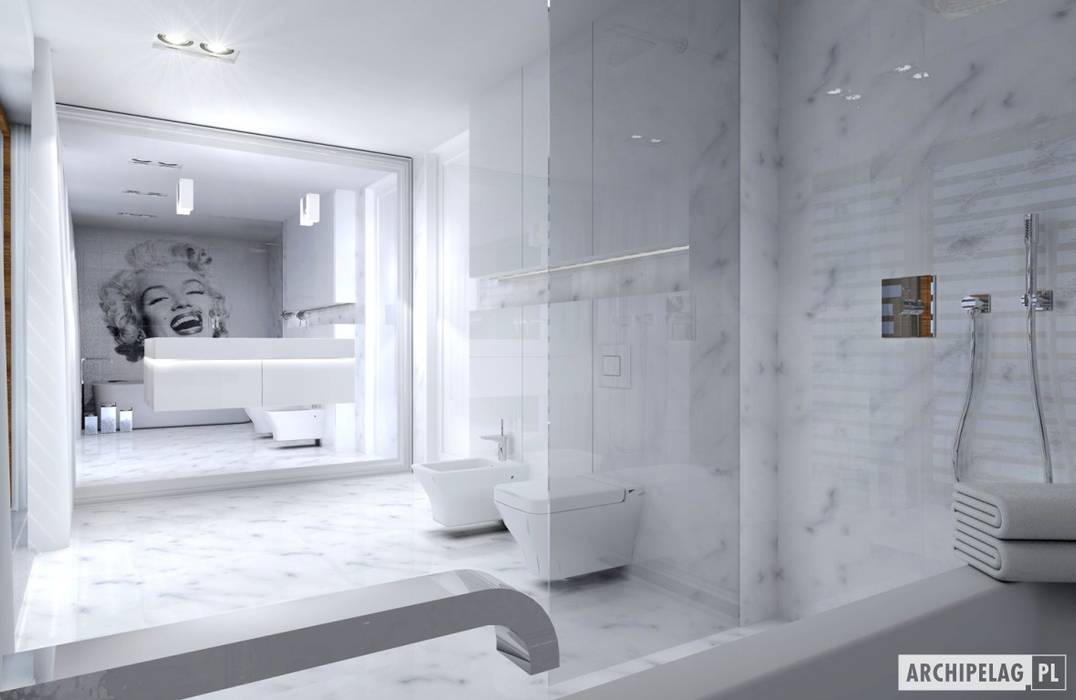 Projekt domu EX 3 G1 | łazienka Pracownia Projektowa ARCHIPELAG Nowoczesna łazienka