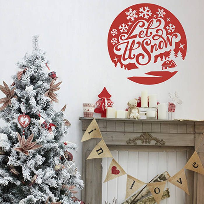Let it snow christmas decoration wall sticker Vinyl Impression Paredes y pisos de estilo moderno Decoración para la pared