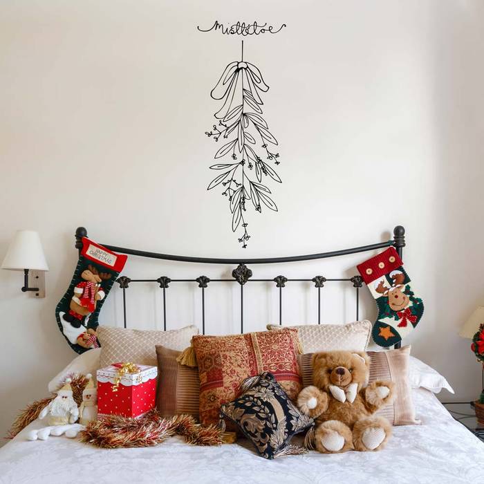 Mistletoe Christmas decoration wall sticker Vinyl Impression Paredes y pisos de estilo moderno Decoración de paredes