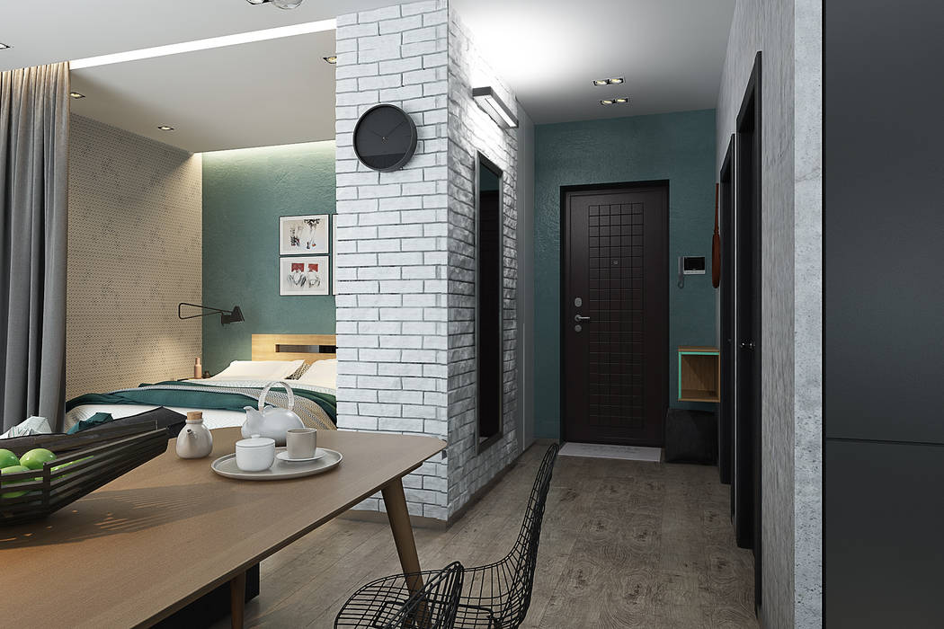 Квартира-студия для молодой пары, Solo Design Studio Solo Design Studio Scandinavian style corridor, hallway& stairs