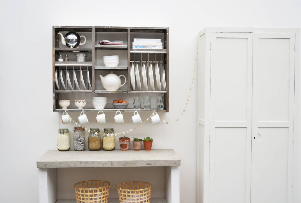 The Mighty Plate Rack: This utilitarian style Consisting of hooks, slots and shelves., The Plate Rack The Plate Rack Industrial style kitchen Cabinets & shelves