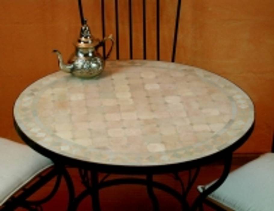 Mozaïektafel 'Wit-Ruit' Ø120cm Orientflair Mediterrane tuinen Meubels