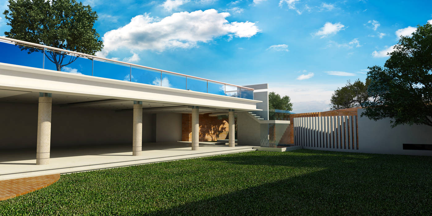 Jardín de eventos le mite flores rojas arquitectura casas modernas | homify