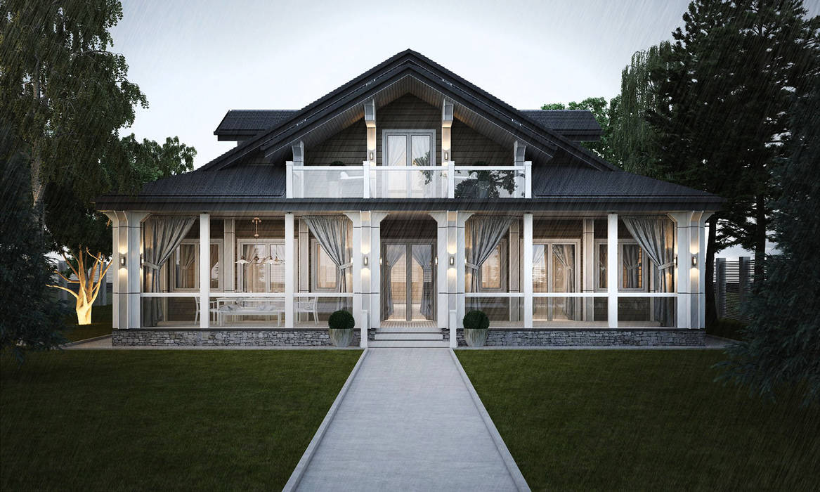 Проект дома в классическом стиле, Way-Project Architecture & Design Way-Project Architecture & Design บ้านและที่อยู่อาศัย ไม้ Wood effect