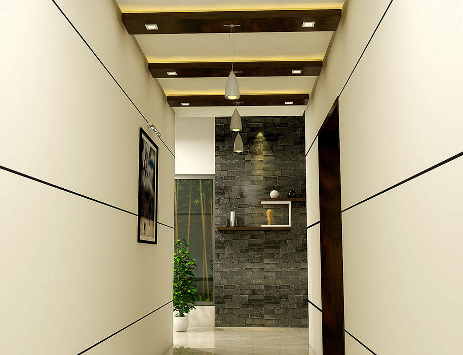 Foyer BN Architects Modern corridor, hallway & stairs