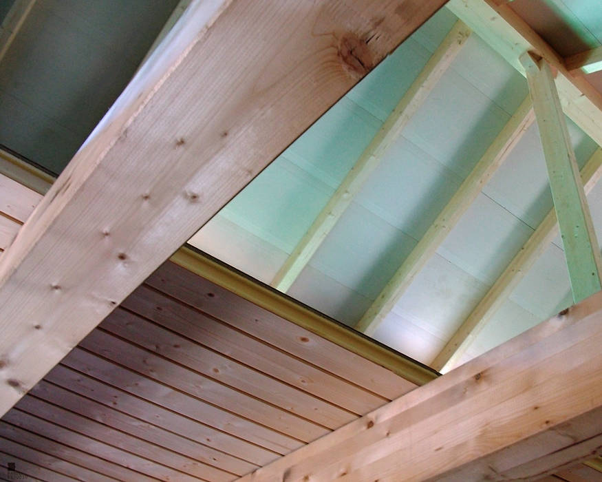 Friso abeto del panel de entreplanta con núcleo aislante. panelestudio Paredes y pisos de estilo rústico Madera Acabado en madera