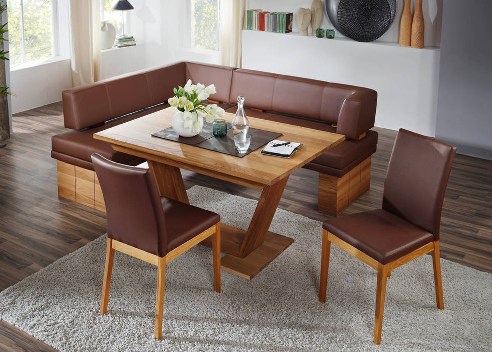 Eckbankgruppe mit BOXSITZ-Polsterung, Massive Naturmöbel Massive Naturmöbel Modern dining room Chairs & benches