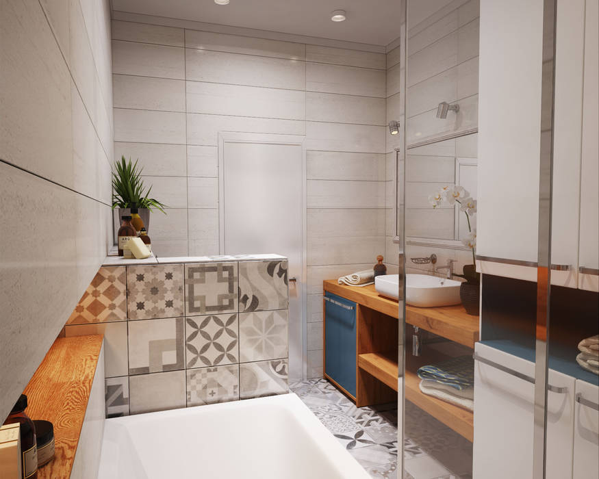 Bathroom Polygon arch&des Minimalist style bathroom Tiles Bathroom