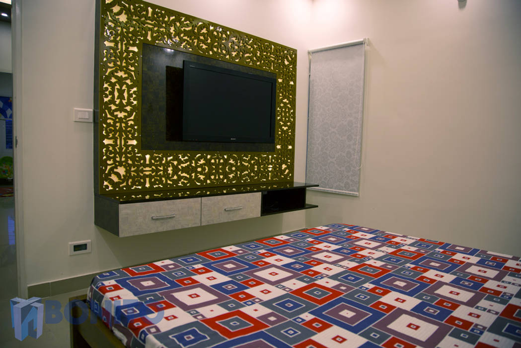 Bedroom cnc pattern tv unit design homify