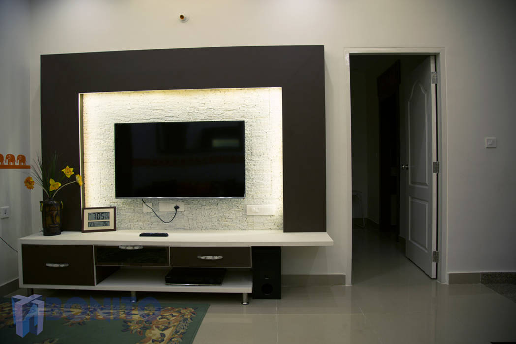 Living modular backlit tv unit design homify asian style living room