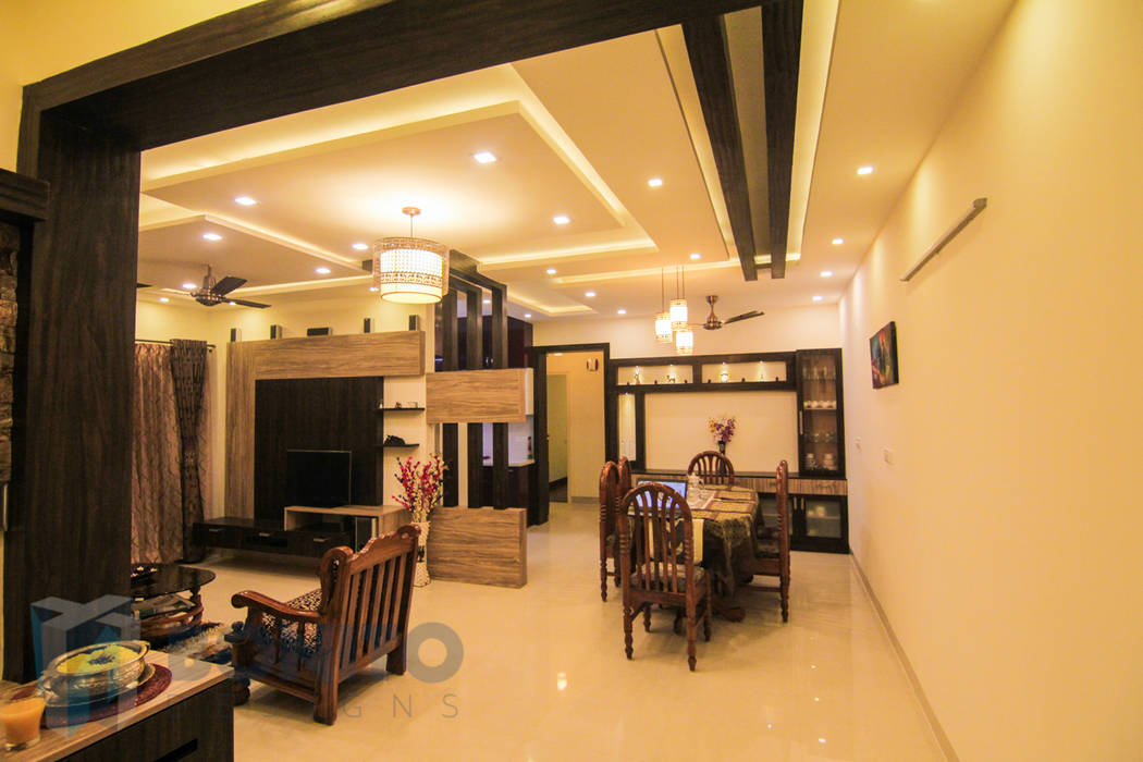 Living cum dining interiors homify Asian style living room