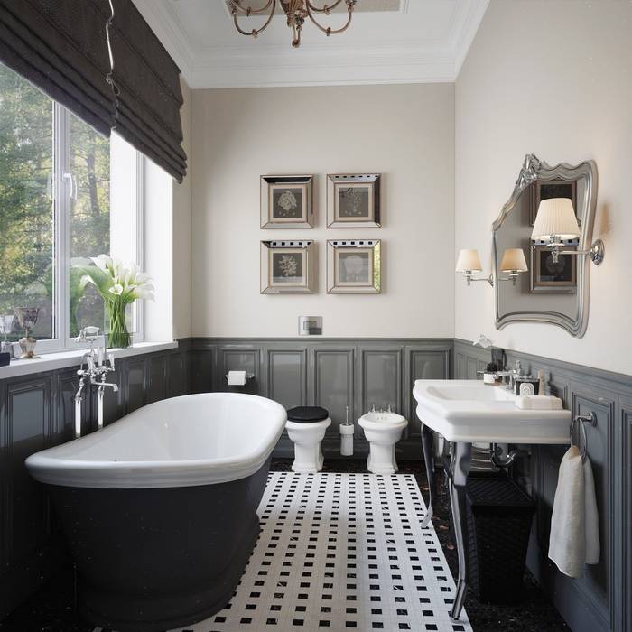 Bath room Sergey Artiomov Ванная в классическом стиле Плитка Бежевый