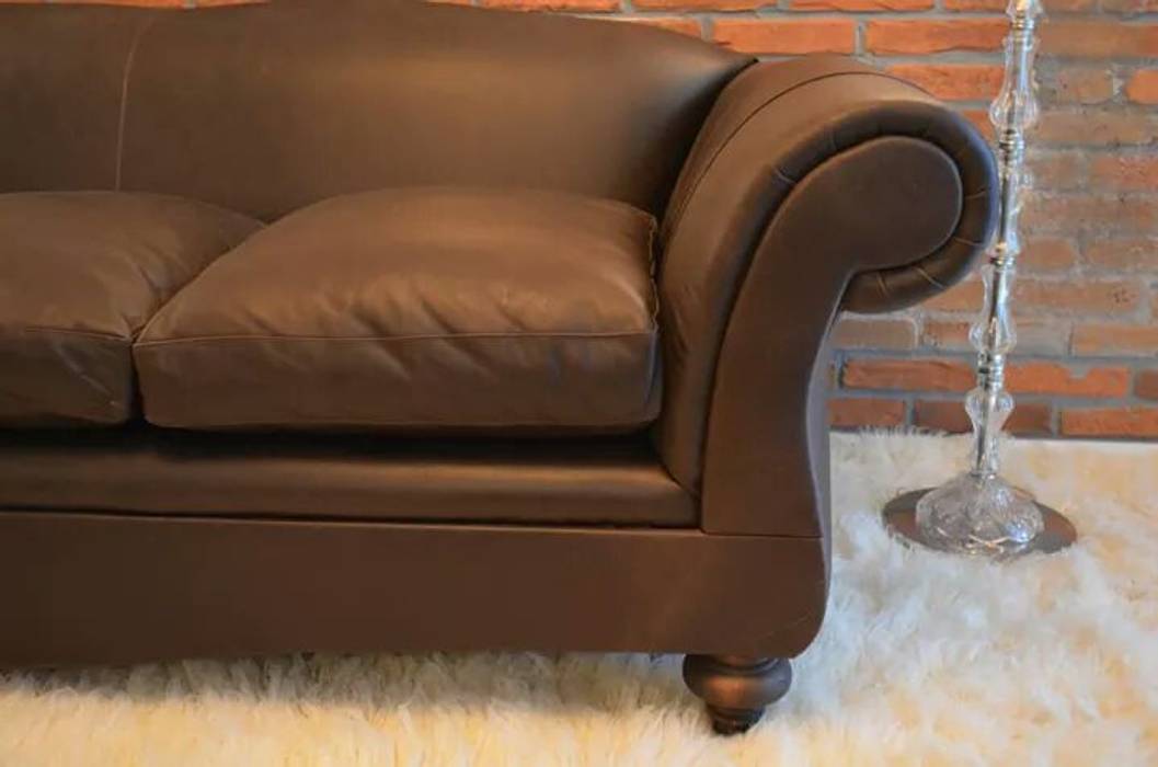 Sofa GT CRHISTIANO Salones rústicos rústicos Cuero Gris Decoración y accesorios