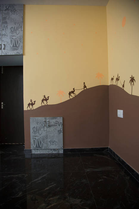 Wall paint design homify Asian walls & floors