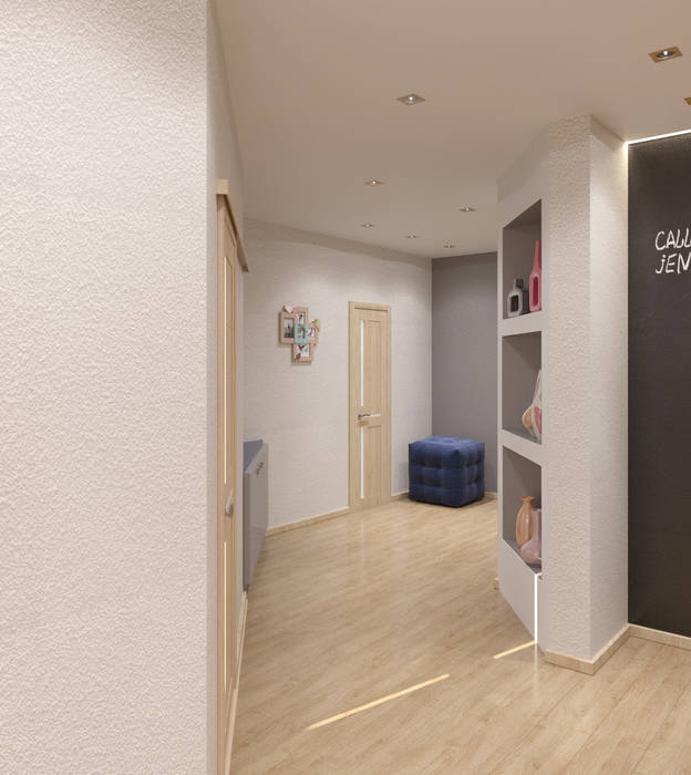 Квартира 55 ка.м. в ЖК "Оазис", Студия дизайна Виктории Силаевой Студия дизайна Виктории Силаевой Коридор, прихожая и лестница в стиле минимализм