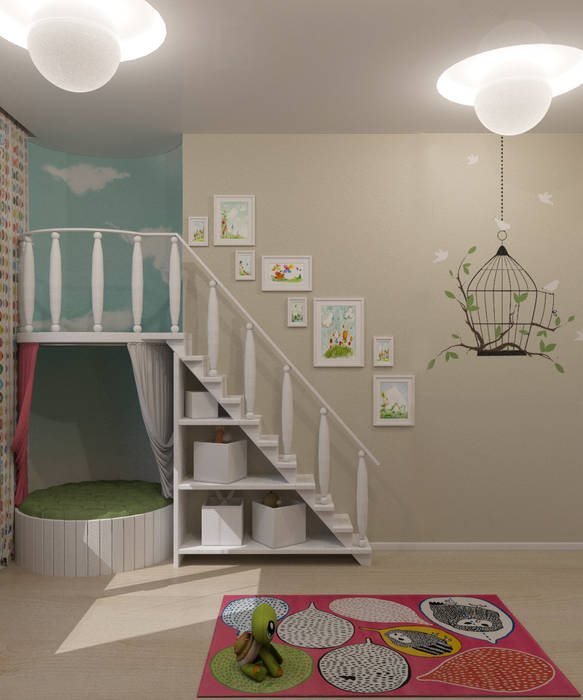 Третий этаж, детская для девочки. Студия дизайна Виктории Силаевой Детская комнатa в стиле минимализм