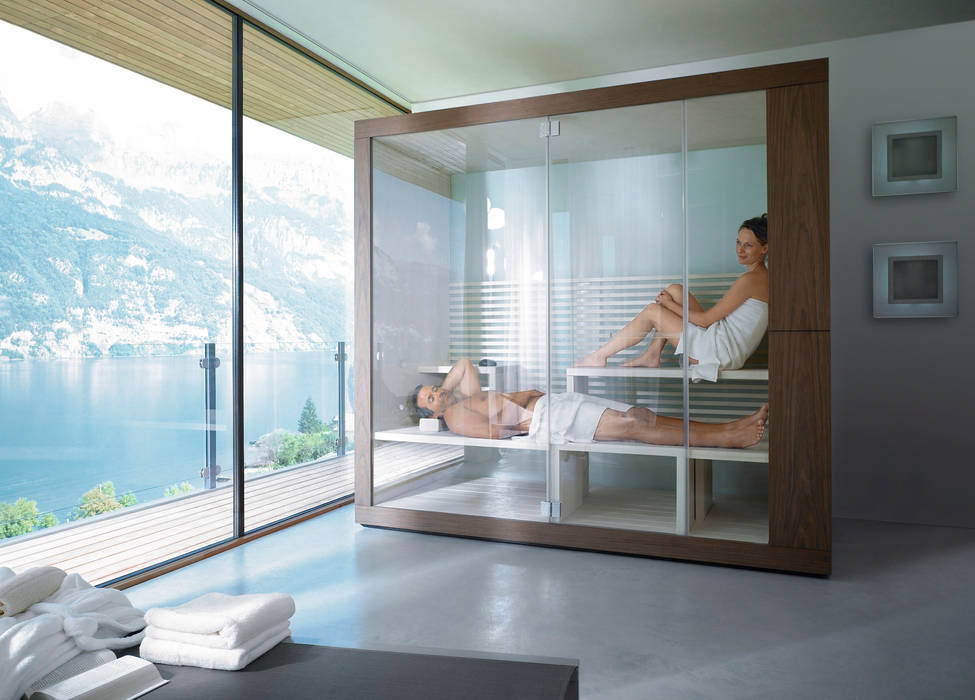 El placer en una sauna con distintos ambientes, Duravit España Duravit España Minimalist bathroom Wood Wood effect