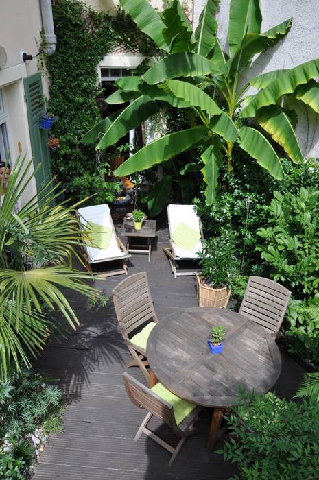 Terrasse tropicale et jardin de soleil à côté de Paris Taffin Jardin tropical